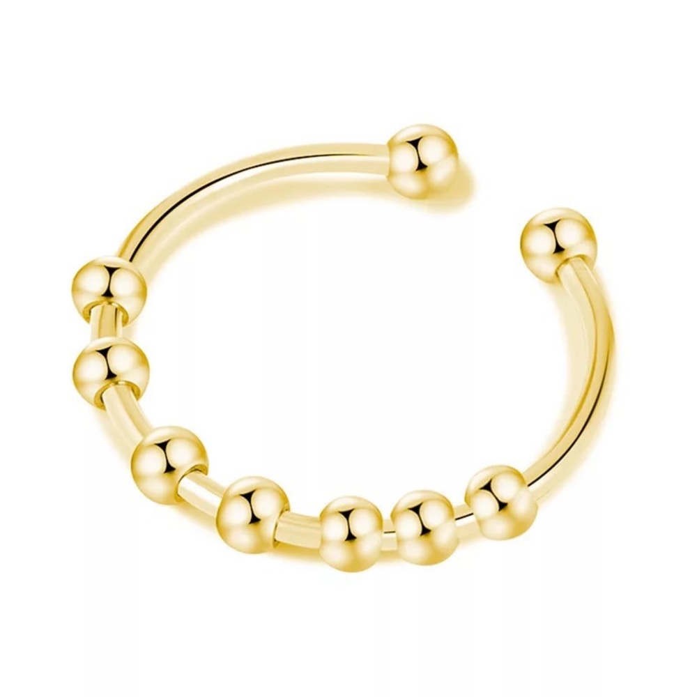 Fidget ring/anxiety ring beaded adjustable stainless steel gold color ring